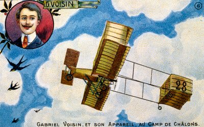 Postal del pionero aviador francés Gabriel Voisin, principios del siglo XX (cromolito) de French School