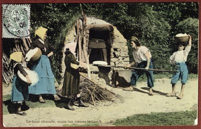 Postal que representa un horno comunal, 1906 de French School