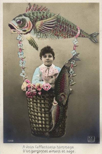 Postal del 1 de abril, principios del siglo XX de French School