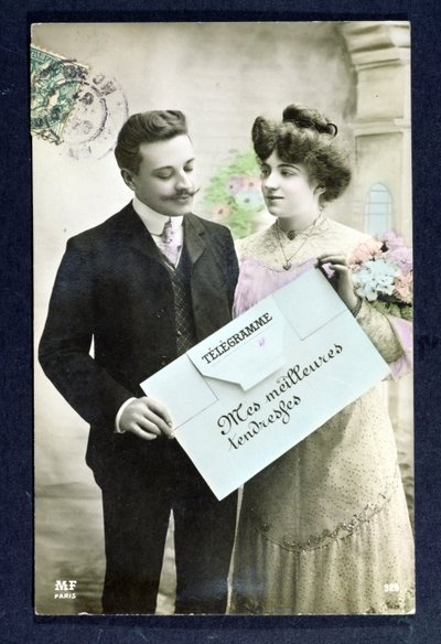 Telegrama postal enviado en 1907 de French School