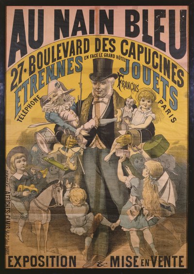 Póster publicitario de Au Nain Bleu, c.1890 de French School