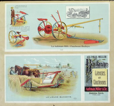 Póster publicitario de Aultman-Miller Buckeye Binders and Reapers, finales del siglo XIX de French School