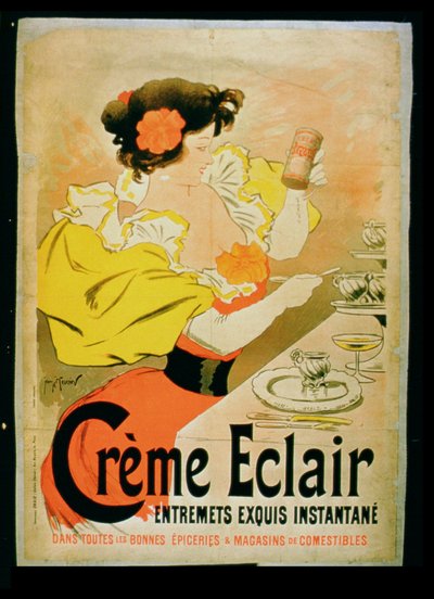 Póster publicitario para Creme Eclair, Postre Instantáneo de French School