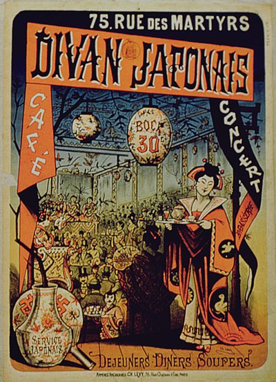 Póster publicitario para Divan Japonais, París de French School