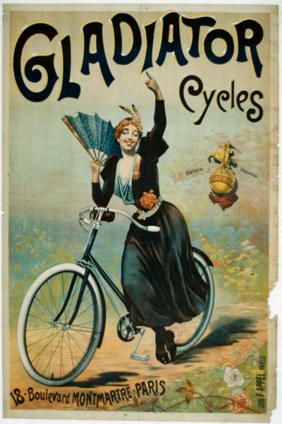 Póster publicitario de bicicletas Gladiator, Boulevard Montmartre, París de French School