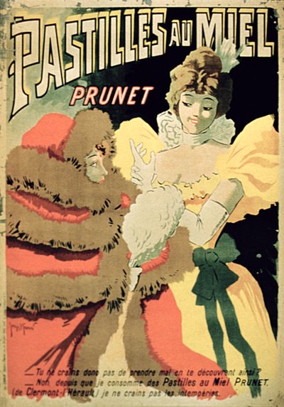 Póster publicitario de Pastillas de Miel por Prunet, París de French School