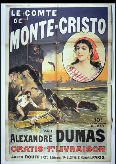 Póster publicitario de Le Comte de Monte Cristo de Alexandre Dumas Padre (1802-70) de French School