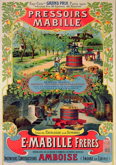 Póster publicitario de Pressoirs Mabille, en la Exposición Universal, París, 1900 de French School