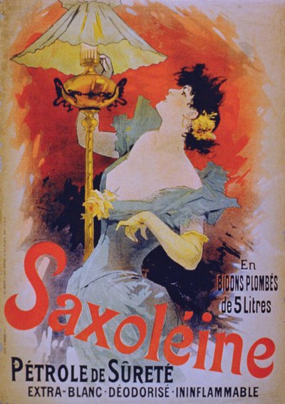 Póster publicitario de aceite para lámparas de seguridad Saxoleine, 1890s de French School