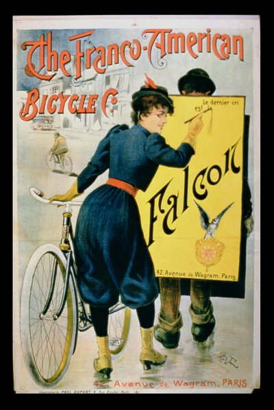 Póster publicitario de La Compañía Franco-Americana de Bicicletas, París de French School