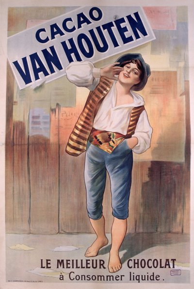 Póster publicitario de cacao Van Houten de French School
