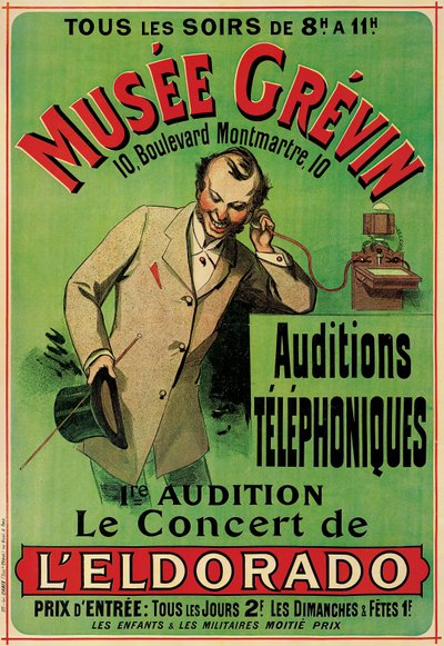Póster publicitario de un concierto en el Museo Grevin en París de French School