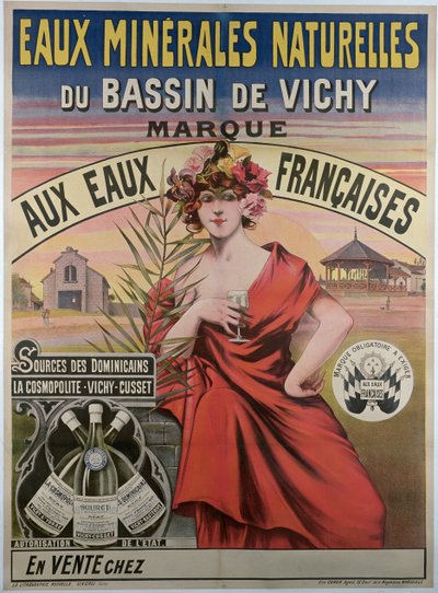 Póster publicitario de las aguas minerales naturales del cuenca de Vichy de French School