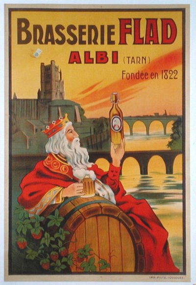 Póster publicitario de la Brasserie Flad en Albi de French School
