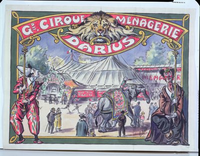 Póster publicitario del Gran Circo Menagerie Darius, 1924 de French School