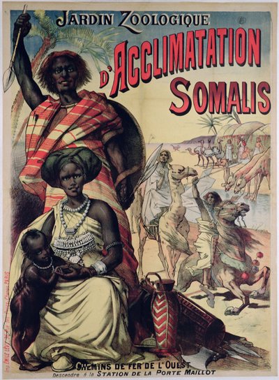 Póster publicitario del parque somalí en el Jardin Zoologique, París de French School
