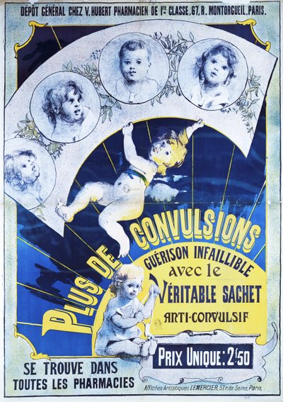 Póster publicitario de los Veritable Sachets Anti-Convulsif de French School