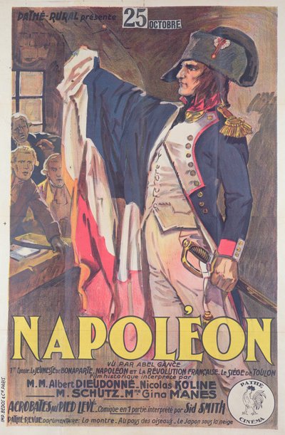 Póster publicitario de la película, Napoleón, escrita por Abel Gance de French School