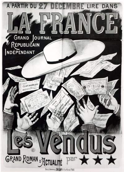Póster publicitario de la novela Les Vendus sobre el Asunto de Panamá, c. 1892-95 de French School