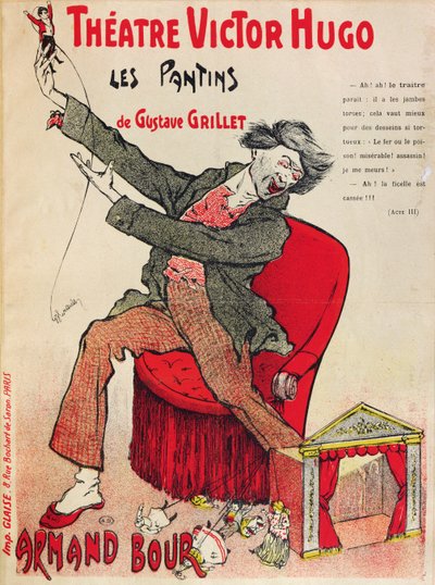Cartel de Les Pantins por Gustave Grillet en el Théâtre Victor Hugo, finales del siglo XIX de French School