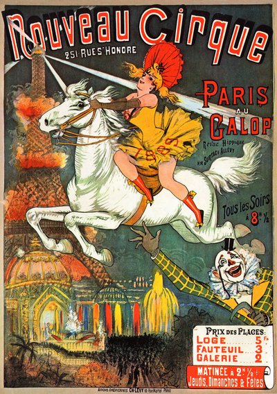 Cartel para una revista ecuestre en el "Nouveau Cirque" en la rue Saint-Honoré en París de French School