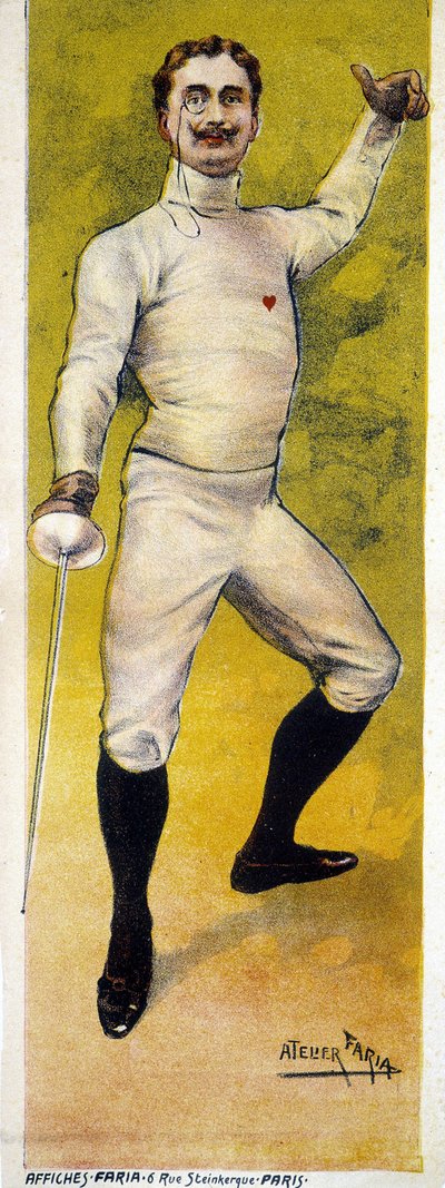 Cartel de esgrima diseñado por el taller Faria de París en 1898. de French School