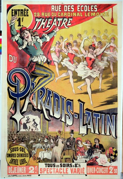 Cartel para el Théâtre du Paradis Latin, c.1880-90 de French School