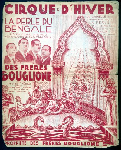 Cartel para el espectáculo de los hermanos Bouglione “La perla de Bengala” en el Cirque d