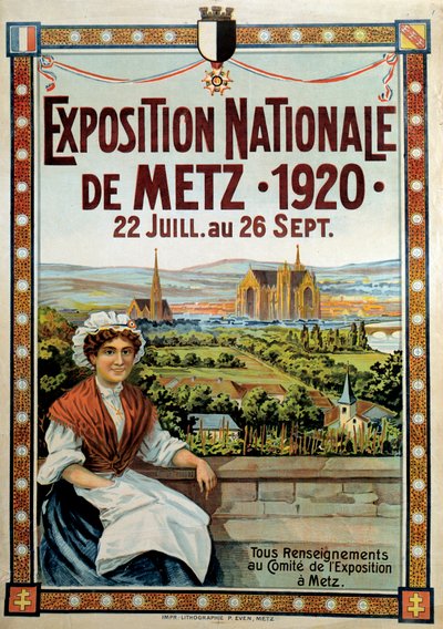 Cartel de la Exposición Nacional de Metz del 22 de julio al 26 de septiembre, Francia de French School