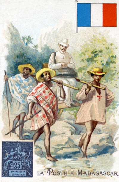 Cartero entregando el correo en Madagascar, finales del siglo XIX de French School