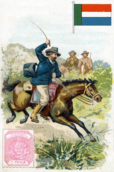Cartero entregando el correo en el Transvaal, finales del siglo XIX de French School