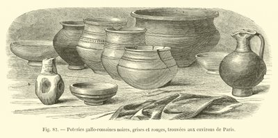 Cerámicas galo-romanas negras, grises y rojas, encontradas en los alrededores de París de French School