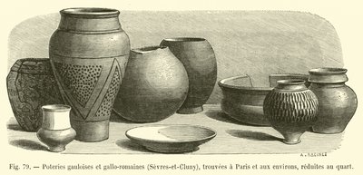 Cerámicas galas y galo-romanas, Sèvres y Cluny, encontradas en París y alrededores, reducidas a un cuarto de French School