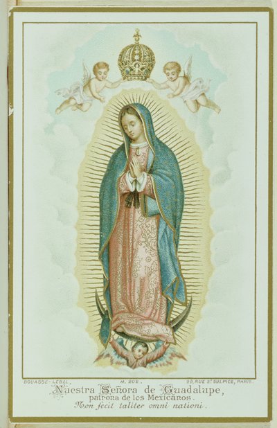 Estampa de oración que representa a Nuestra Señora de Guadalupe, c.1900 de French School