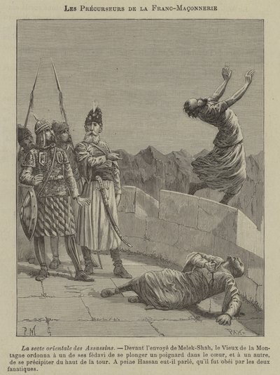 Precursores de la masonería: los Asesinos (grabado) de French School