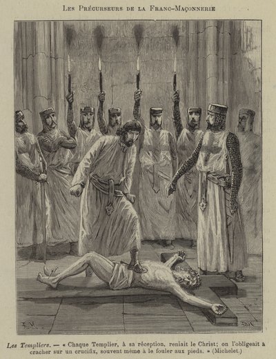 Precursores de la masonería: los Caballeros Templarios (grabado) de French School