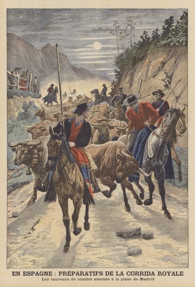 Preparativos para las corridas de toros para celebrar la boda del Rey Alfonso XIII de España de French School