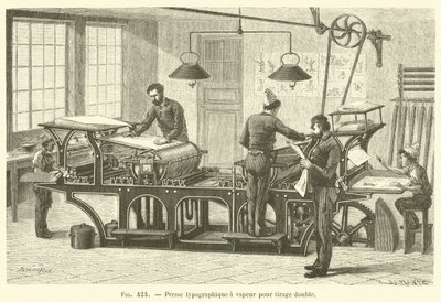 Presse typographique a vapeur pour tirage double (grabado) de French School
