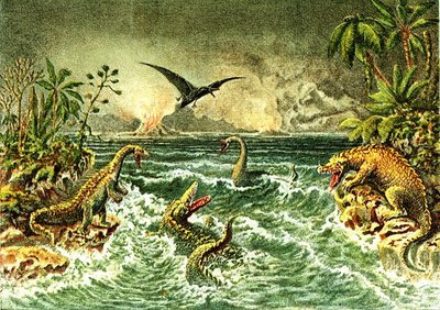 Mundo primitivo (con dinosaurios) - Período secundario de la Prehistoria de French School