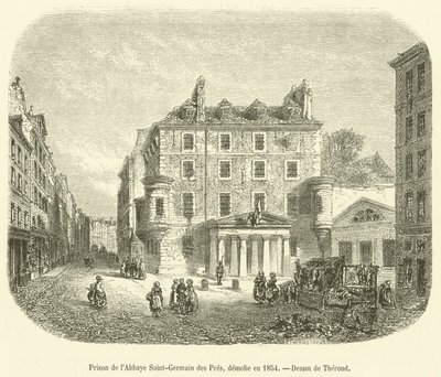 Prisión de la Abadía de Saint-Germain des Prés, demolida en 1854 (grabado) de French School