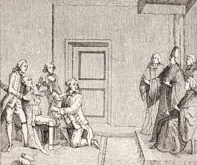 Prisionero sometido a tortura por Brodequin, 1875 de French School