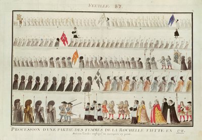 Procesión de un grupo de mujeres de La Rochelle, 1711 de French School