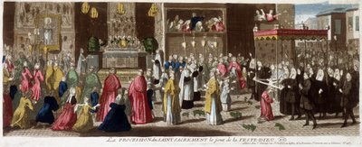 Procesión del Santísimo Sacramento en el Día de la Fiesta-Dieu, París, c.1715 de French School