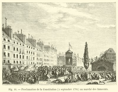 Proclamación de la Constitución, 4 de septiembre de 1791, en el mercado de los Inocentes de French School