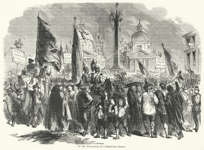 Proclamación de la República Romana, Italia, 9 de febrero de 1849 de French School