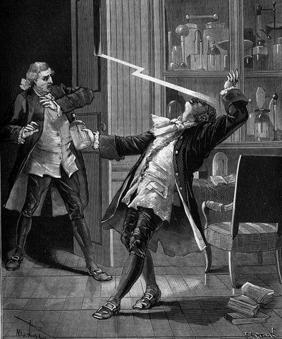 El profesor Georges Guillaume Richmann (1711-1753) murió en su taller tras un experimento con un electrómetro de French School