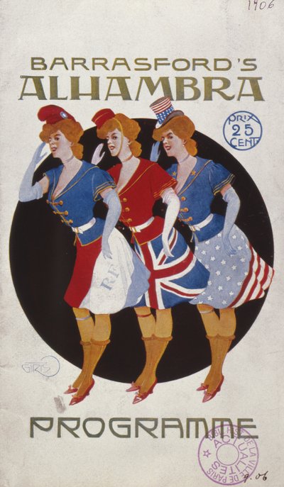 Programa para el Alhambra Music Hall en París, 1906 de French School