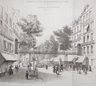 Proyecto para un Sistema de Metro Elevado en París, 1886 de French School