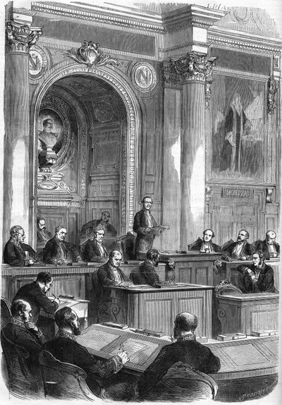 Prosper de Chasseloup-Laubat (1805-1873) asume sus funciones como presidente del consejo de Estado en la gran sala del palacio del Quai d