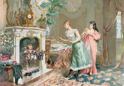 Prostitutas descubriendo sus regalos de Navidad, 1893 de French School